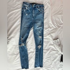Abercrombie blue ripped skinny jeans